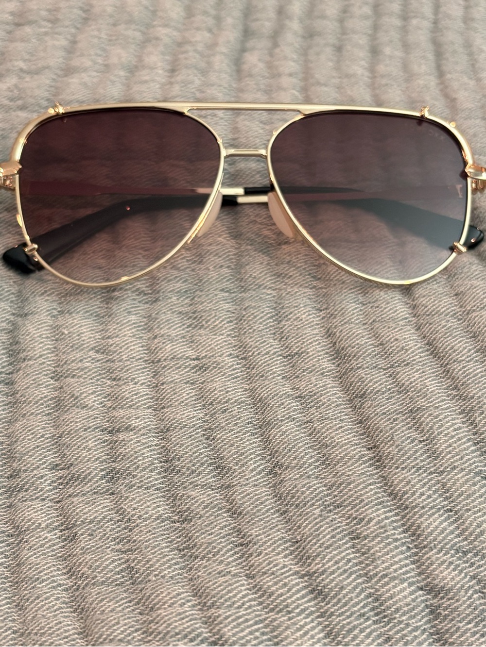 TopFoxx Cristina Faded Black Tangle Free Aviator Sunglasses Made in NYC